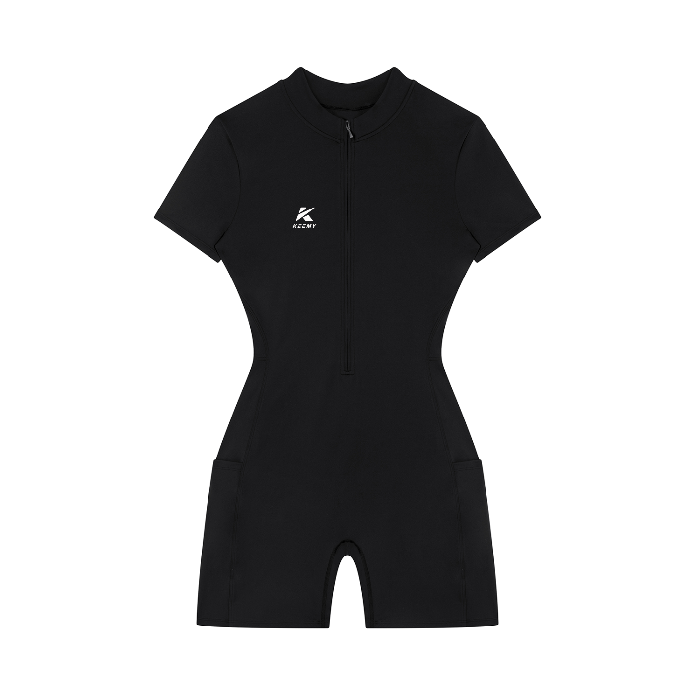 KEEMY Women's Quarter-Zip Short Sleeve Romper