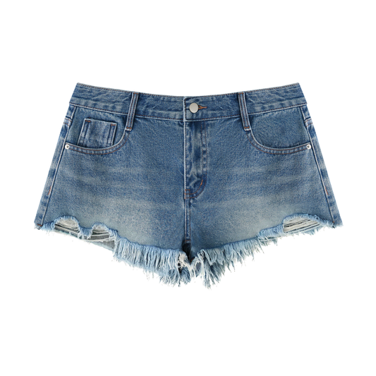 KEEMY Women's Vintage Wash Raw Hem Denim Shorts