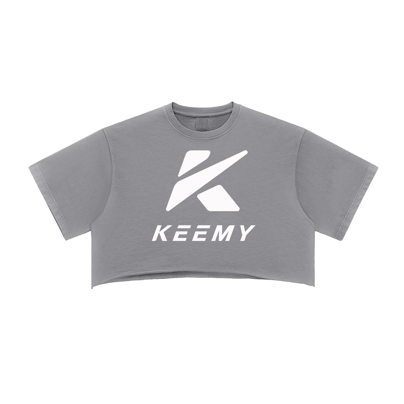 KEEMY Snow Washed Raw Edge Crop Top