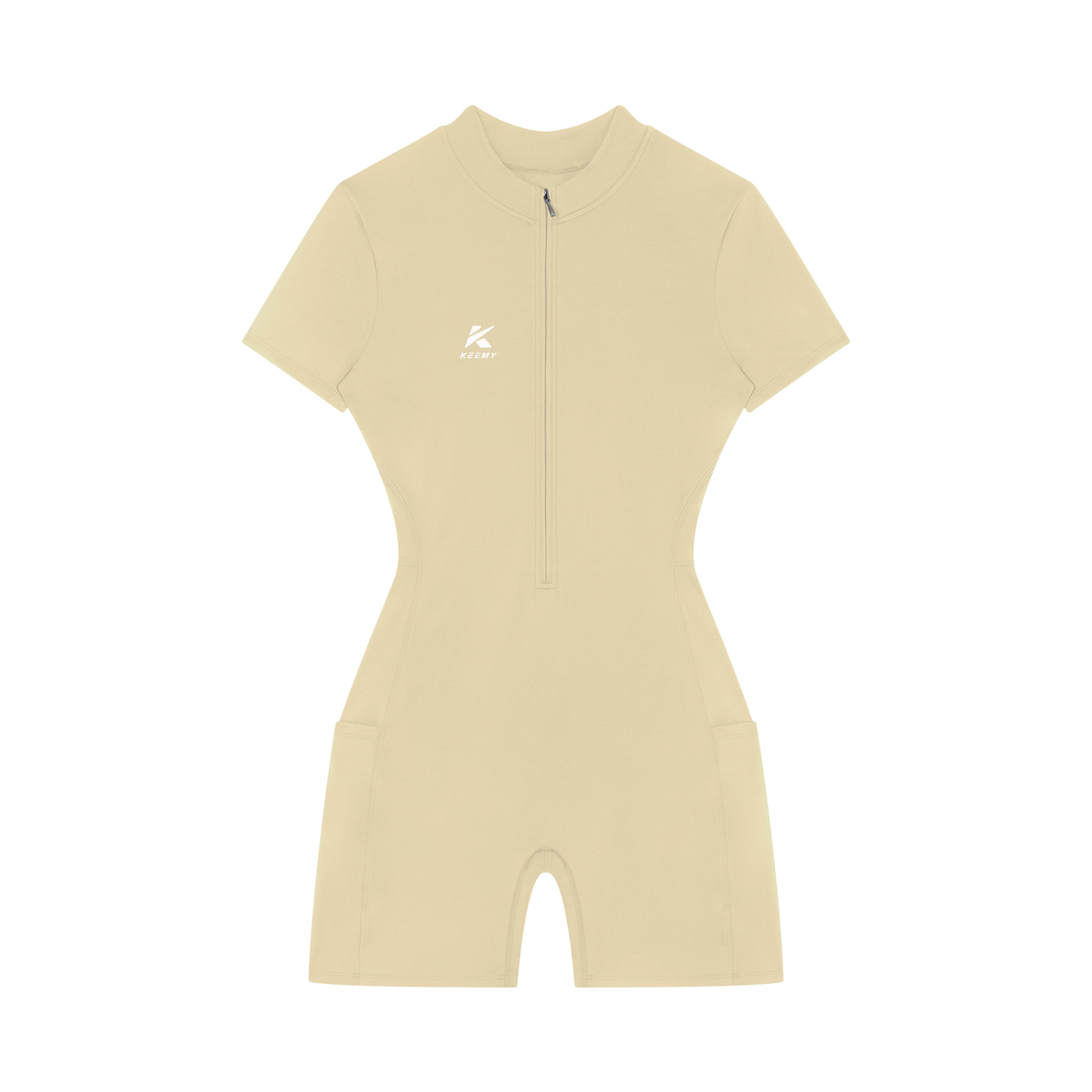 KEEMY Women's Quarter-Zip Short Sleeve Romper