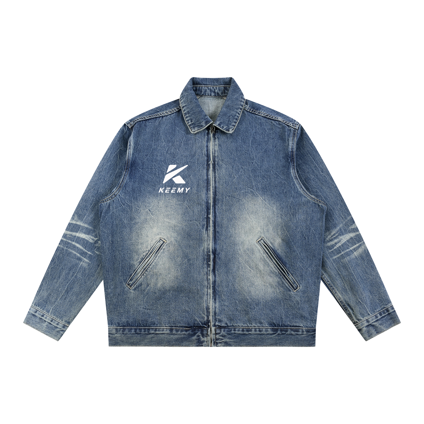 KEEMY Vintage Wash Zip Up Deni