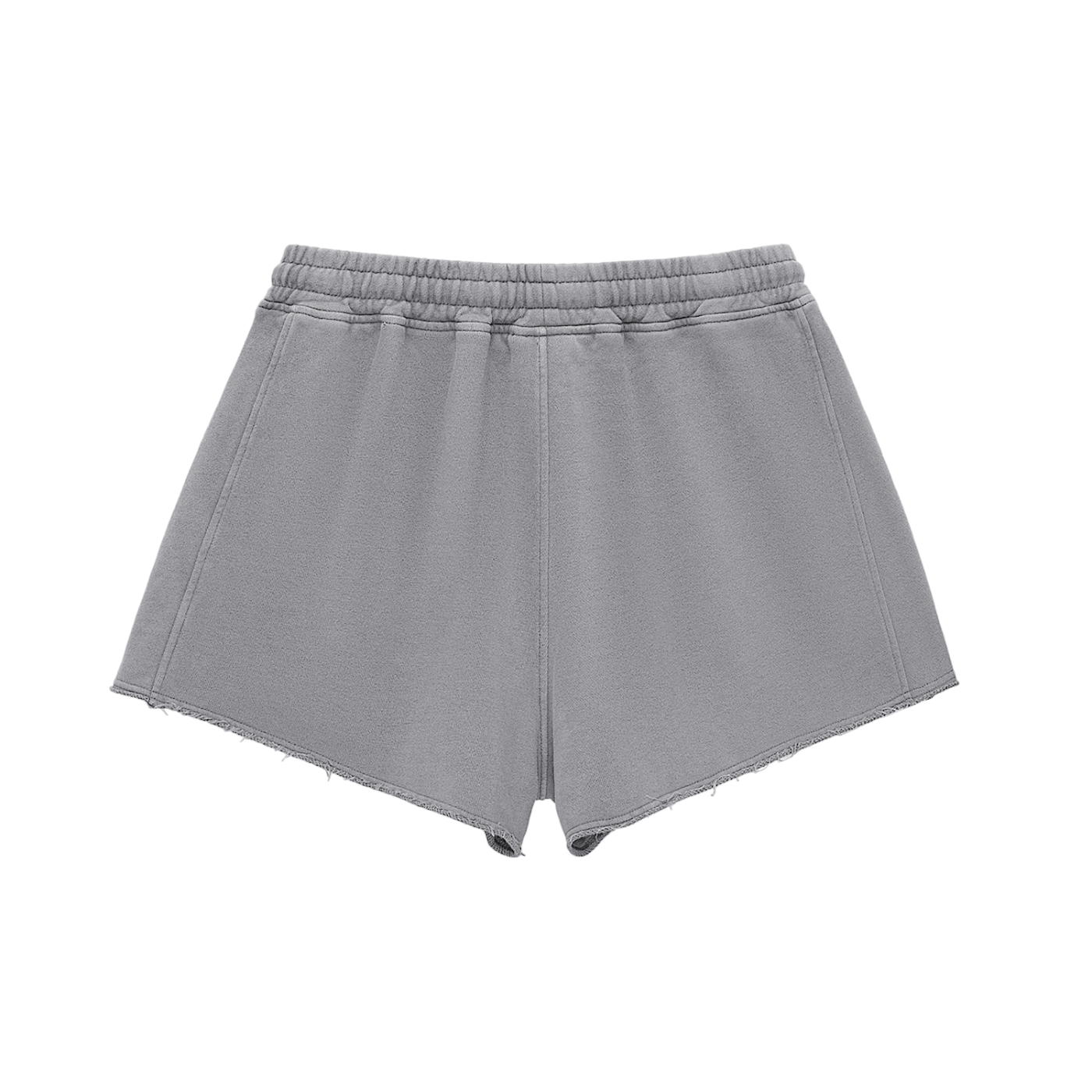 KEEMY Snow Washed Raw Edge Drawstring Shorts