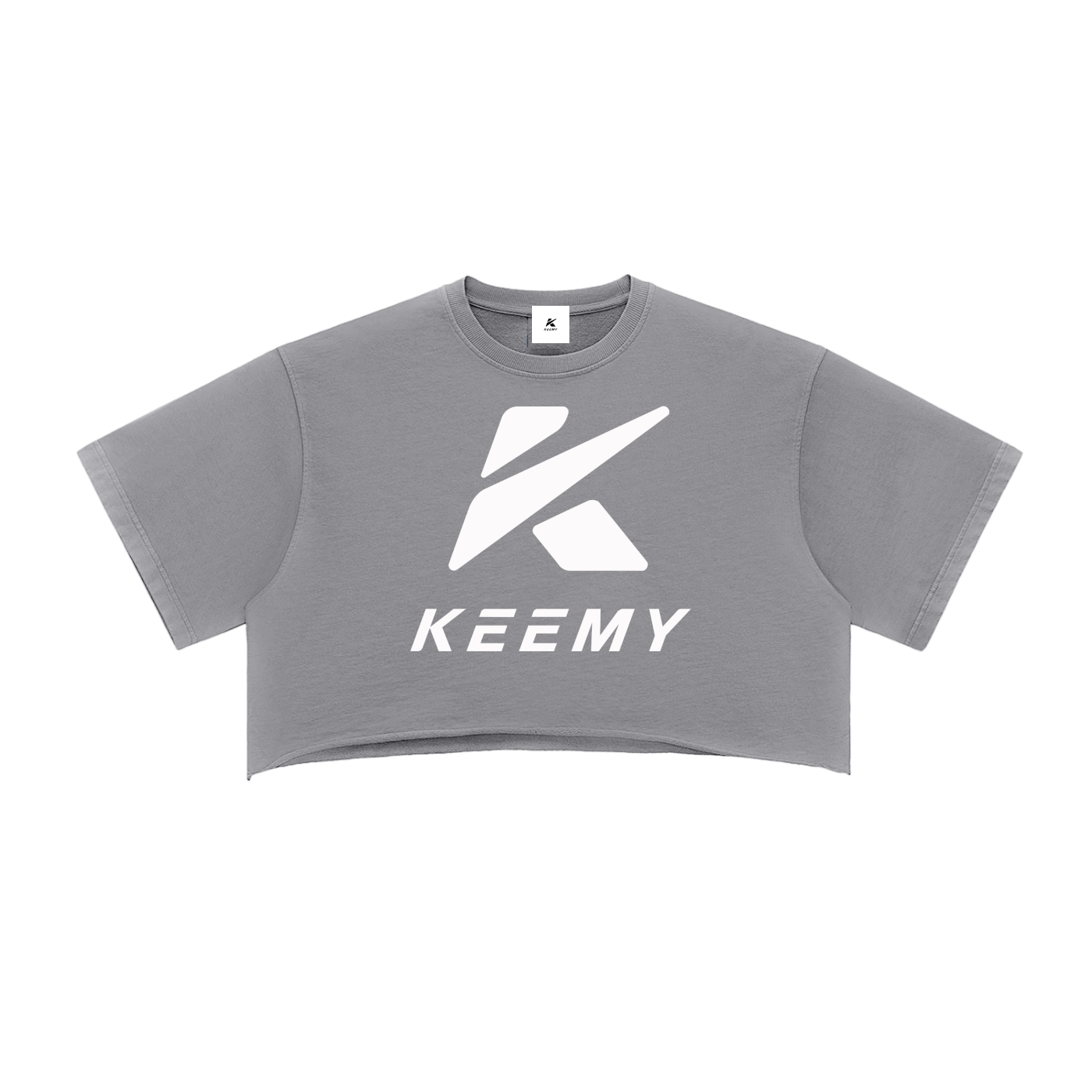 KEEMY Snow Washed Raw Edge Crop Top