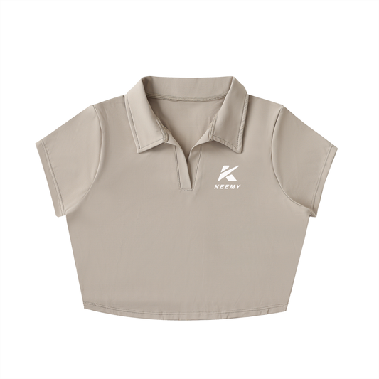 KEEMY V-Neck Lapel Crop Top