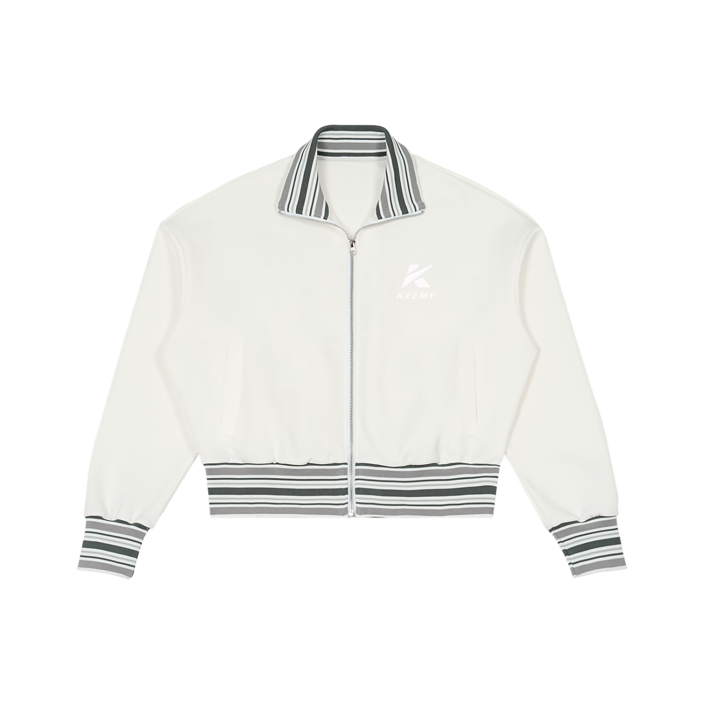 KEEMY Striped Rib Collar Zip J