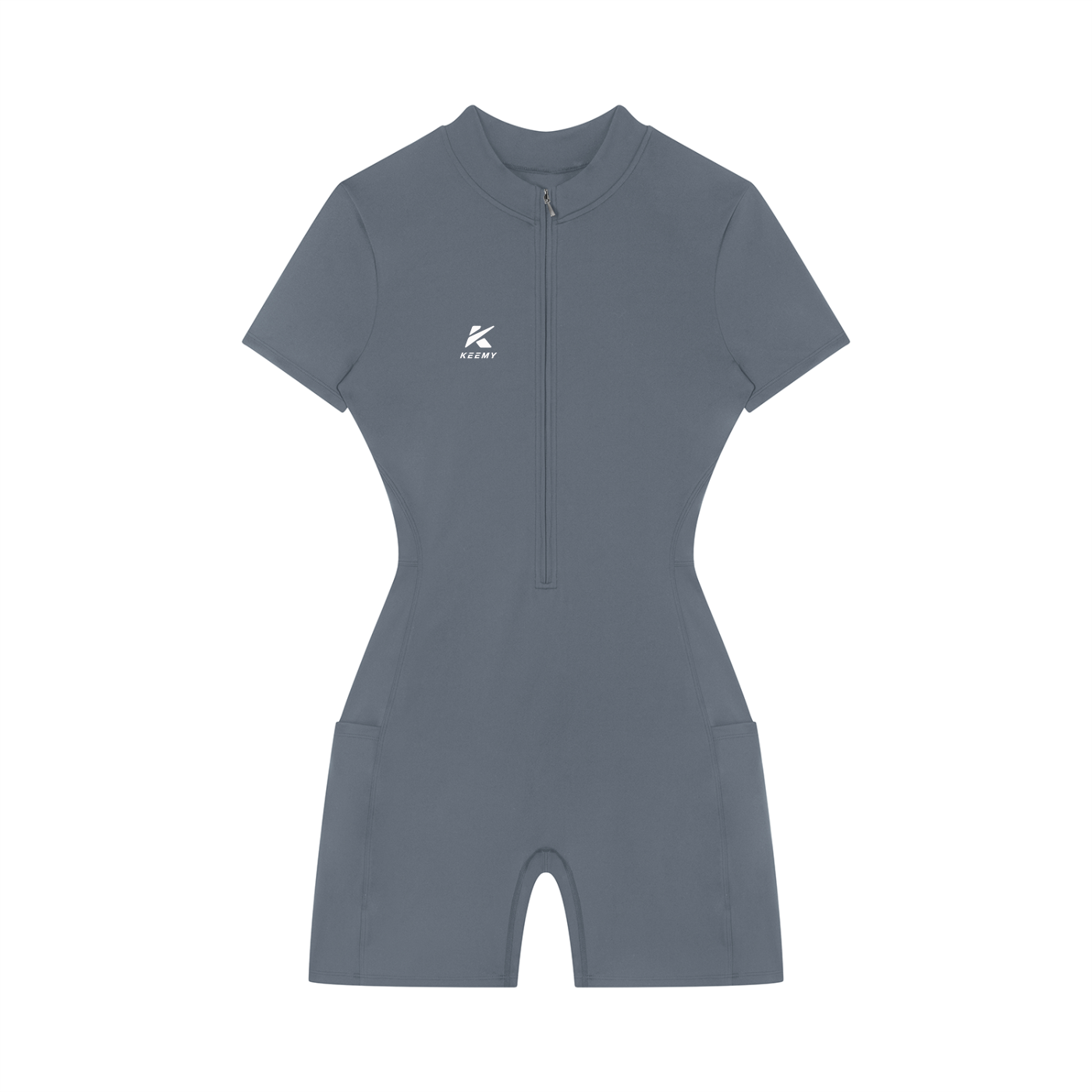 KEEMY Women's Quarter-Zip Short Sleeve Romper