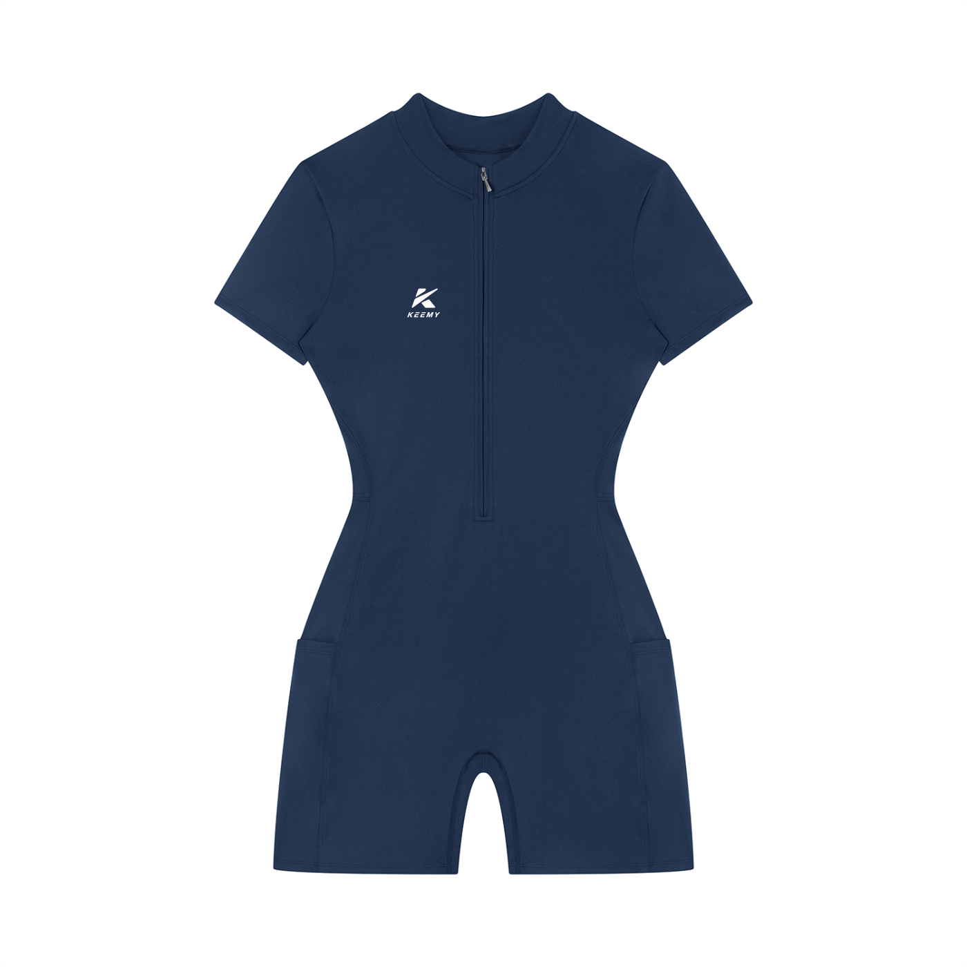 KEEMY Women's Quarter-Zip Short Sleeve Romper