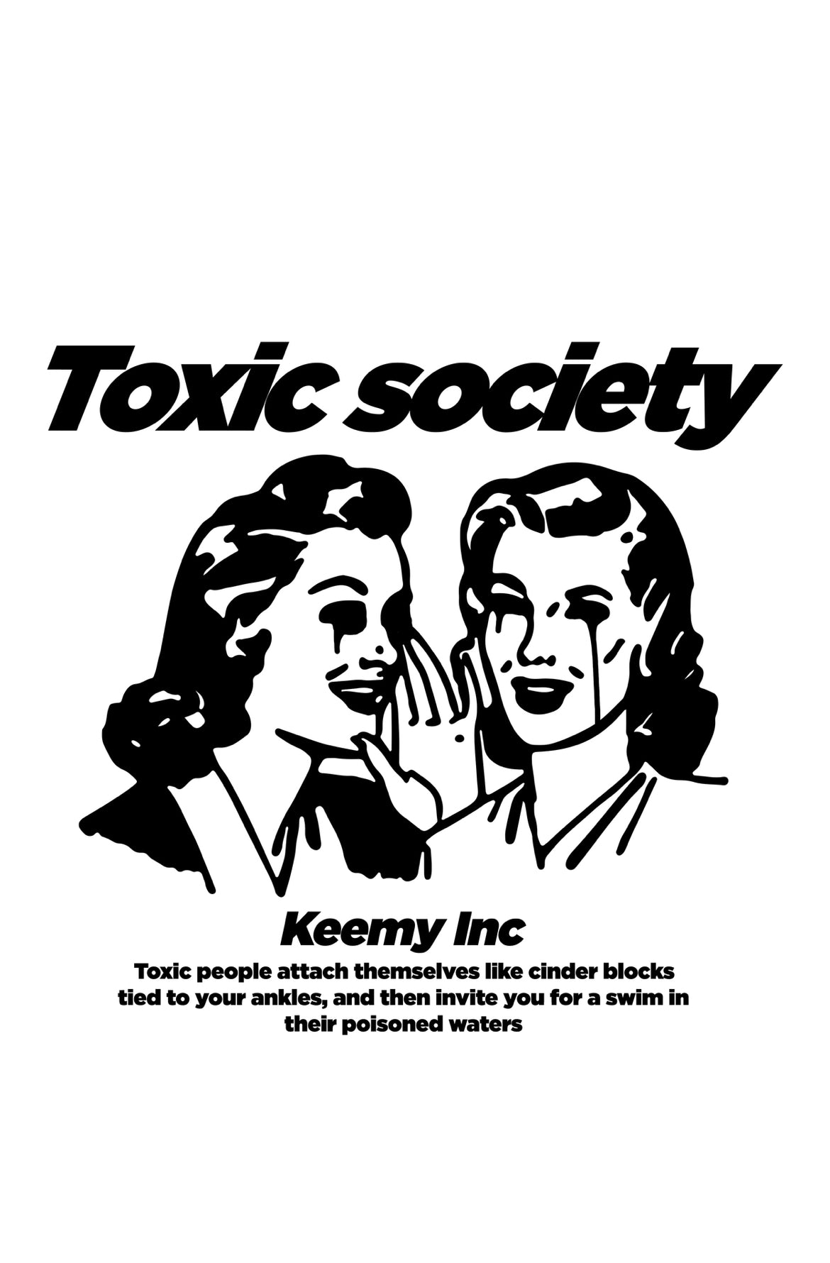 KEEMY Toxic Society Streetwear Unisex Solid Color Loose Fit FOG T-Shirt