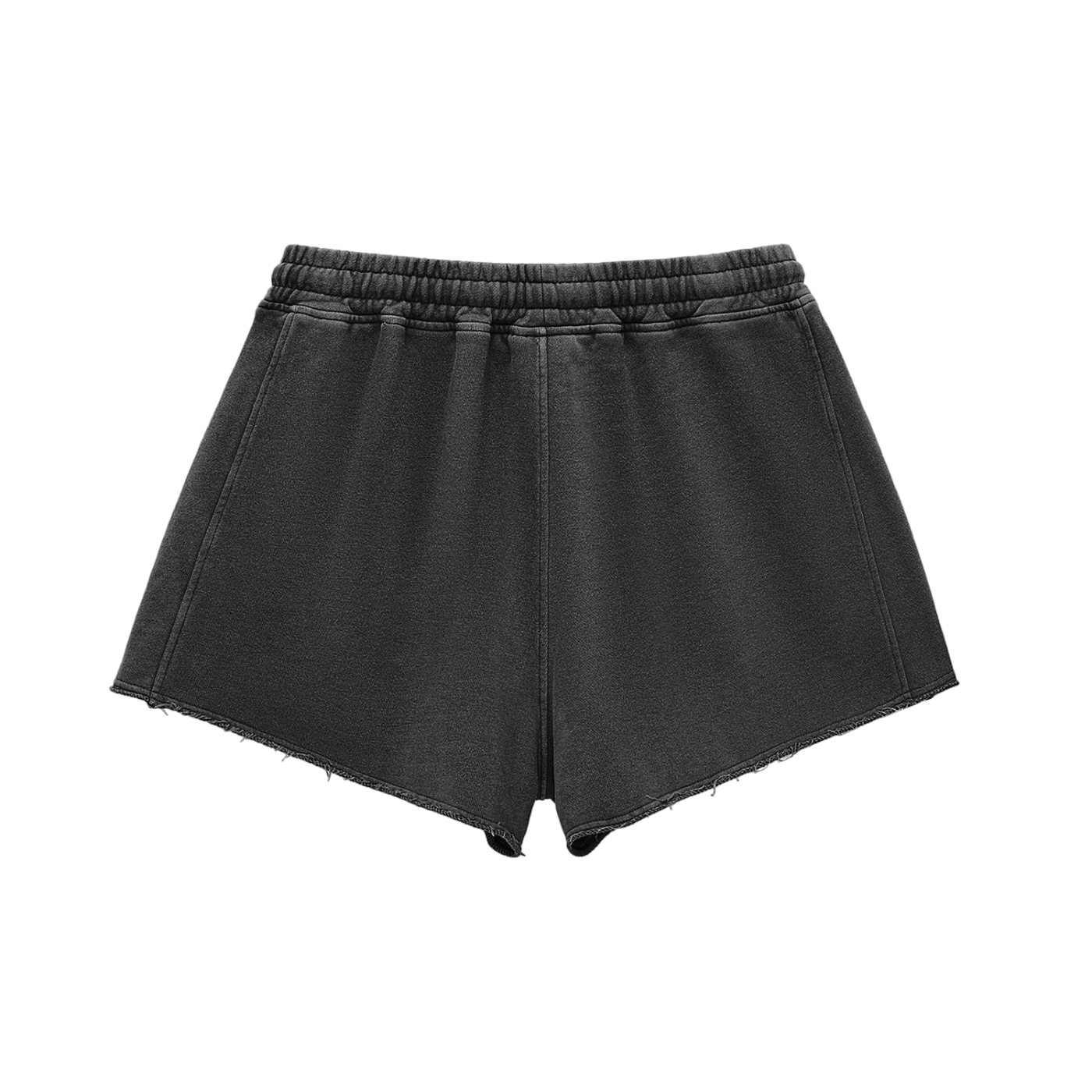 KEEMY Snow Washed Raw Edge Drawstring Shorts