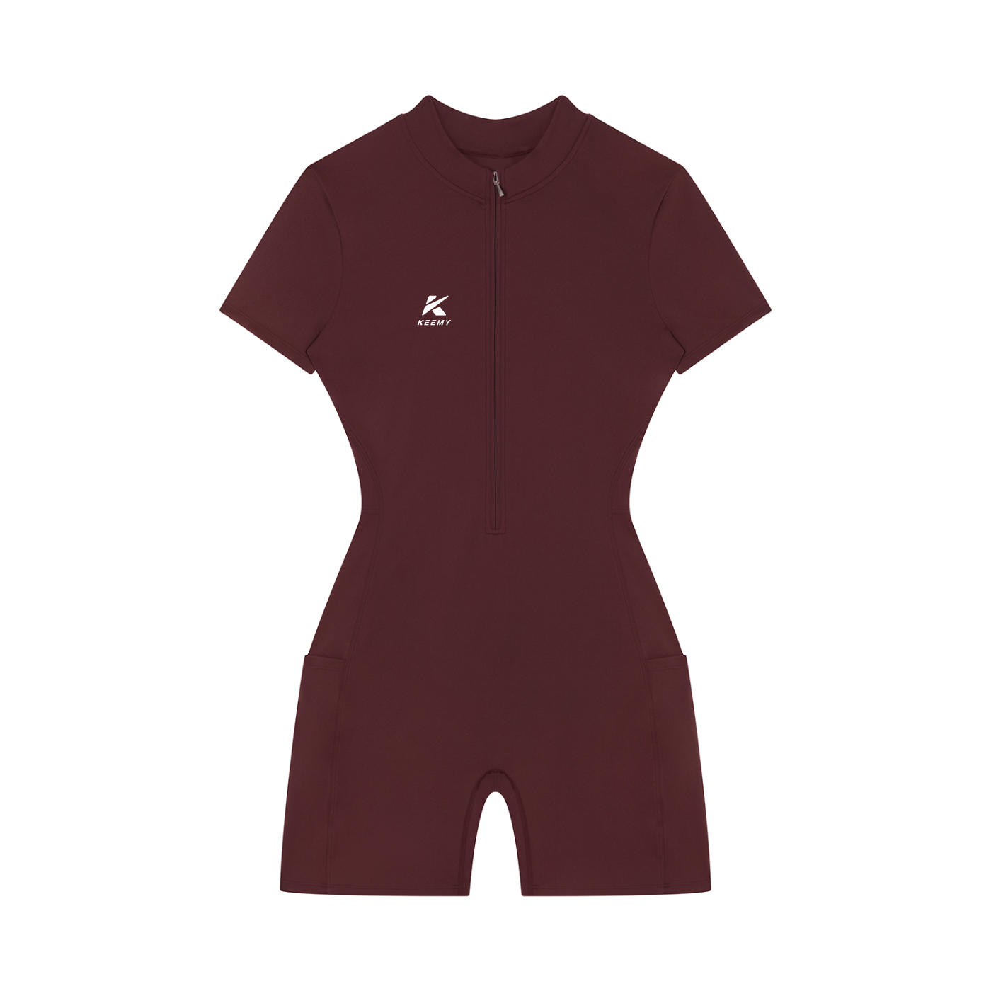 KEEMY Women's Quarter-Zip Short Sleeve Romper