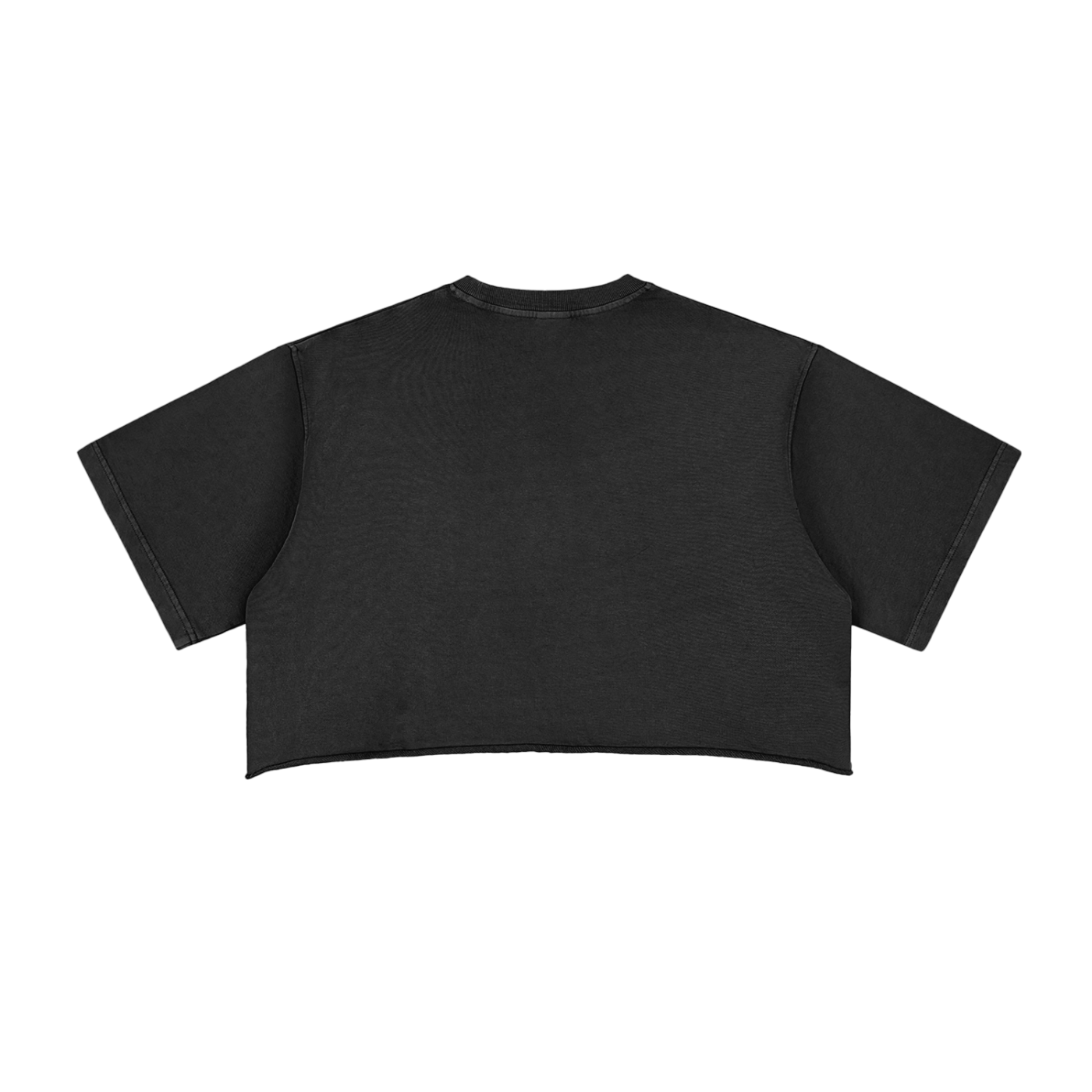 KEEMY Snow Washed Raw Edge Crop Top