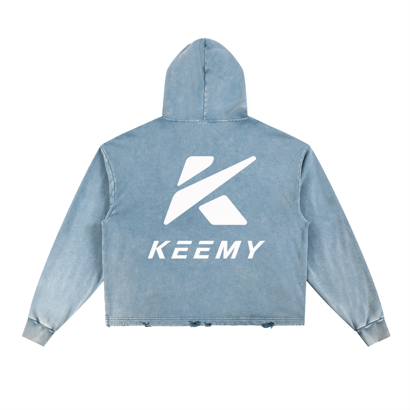 KEEMY Vintage Washed Frayed-Hem Hoodie