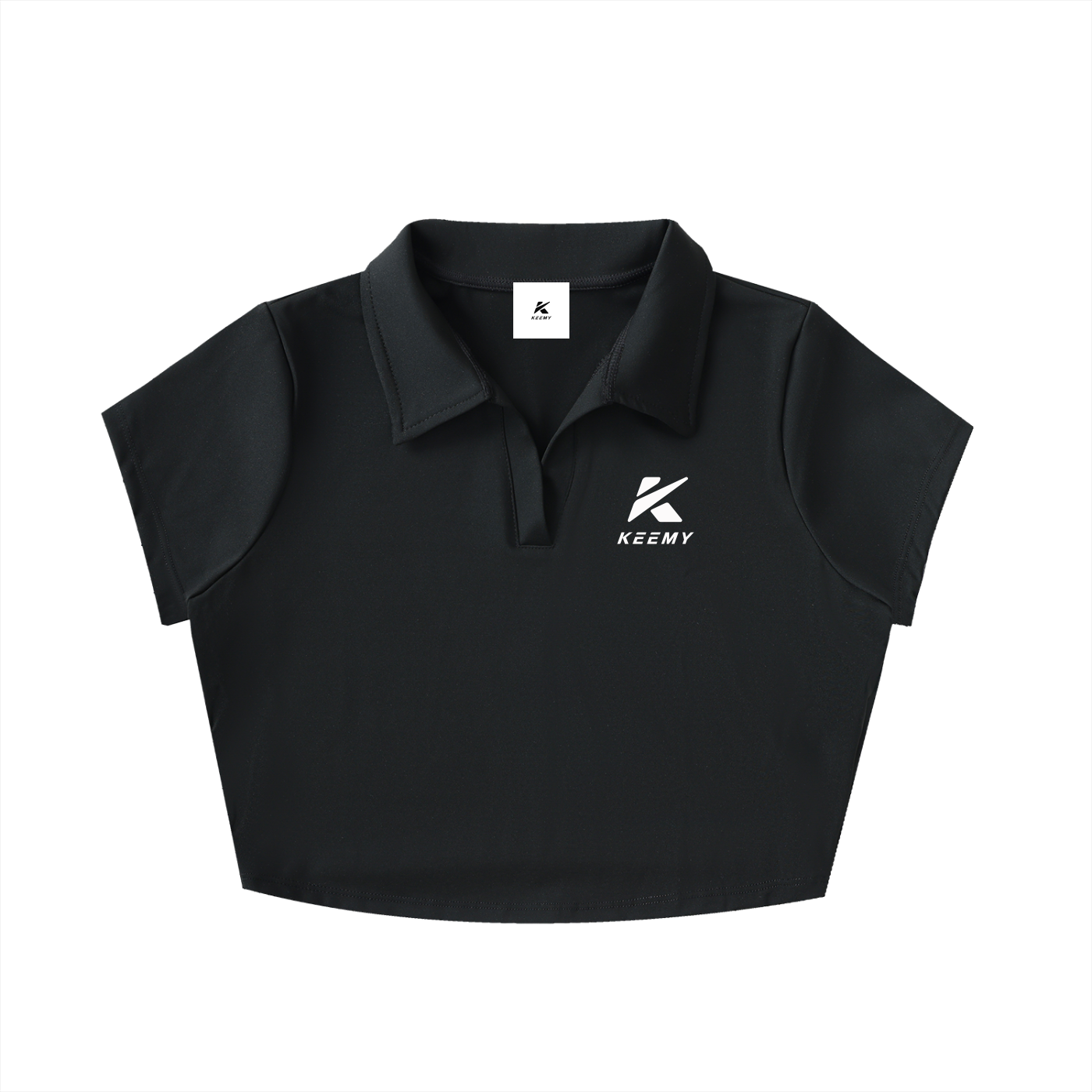 KEEMY V-Neck Lapel Crop Top