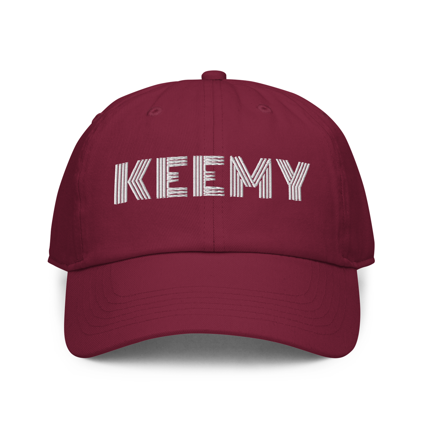 KEEMY White Embroidered Fitted baseball cap
