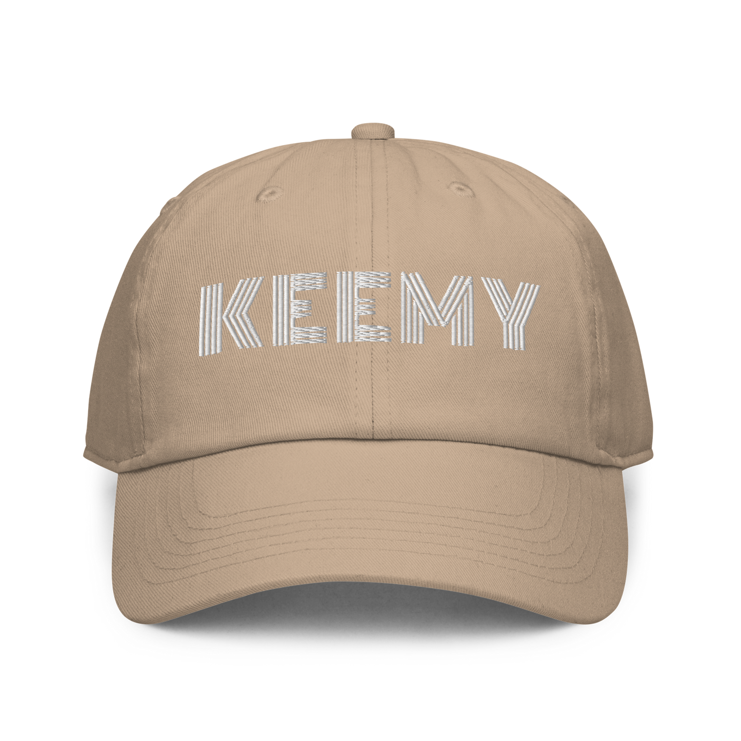 KEEMY White Embroidered Fitted baseball cap