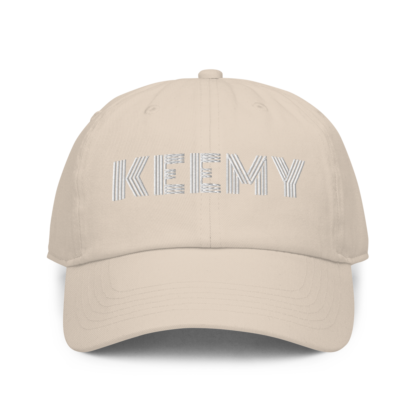 KEEMY White Embroidered Fitted baseball cap