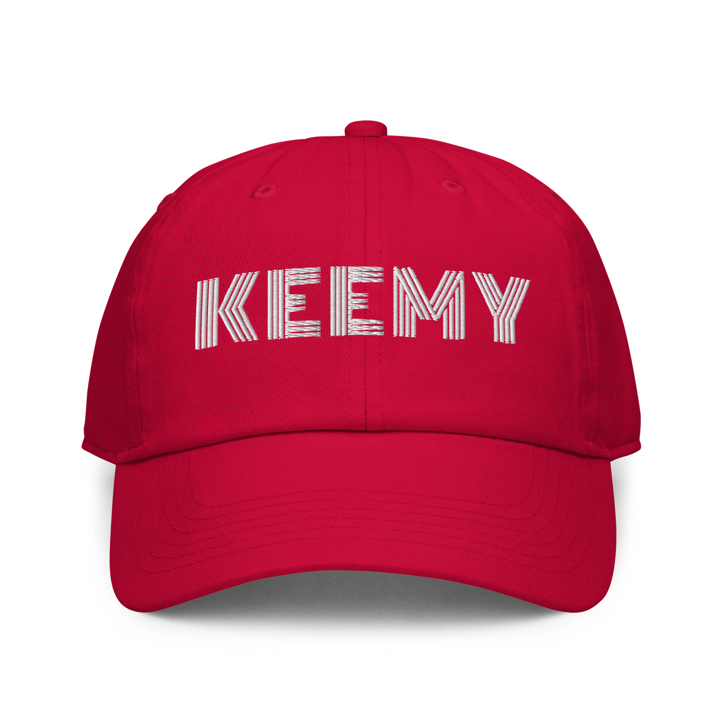 KEEMY White Embroidered Fitted baseball cap